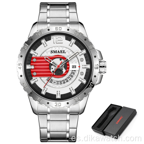 SMAEL Fashion Gold Relojes para hombre Acero inoxidable Impermeable